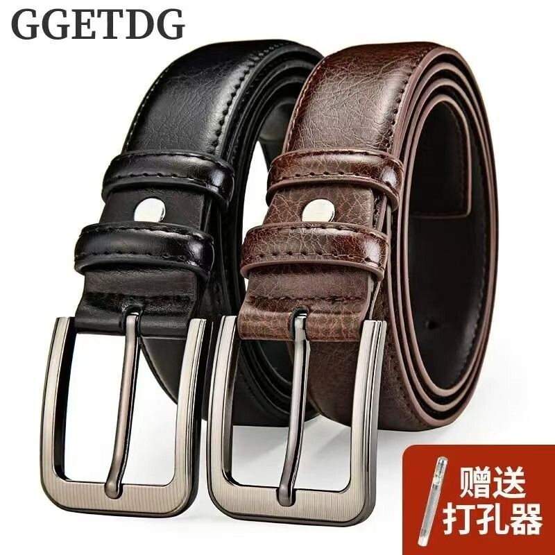 保罗正品老式简约皮带男士针扣裤带复古商务休闲年轻人牛仔裤腰带