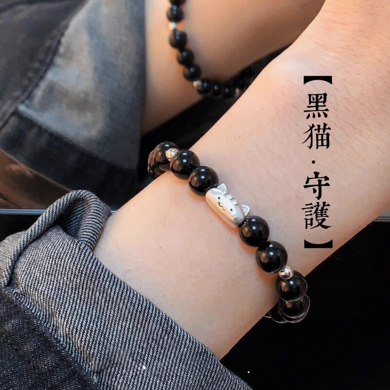 足银999法棍猫手链纯银男女生图片