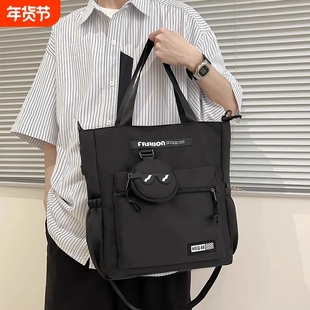 手提袋小学生儿童斜挎初中生男款高颜值书包男孩青少年补课包挎包