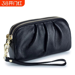 时尚真皮手拿包女款妈妈手拎包双层大容量手包新款拉链手机包零钱