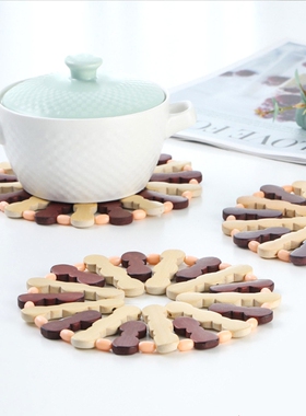 T隔热垫E1pf0-圆形碗垫竹制餐垫加厚隔热垫餐桌垫方形木质杯垫