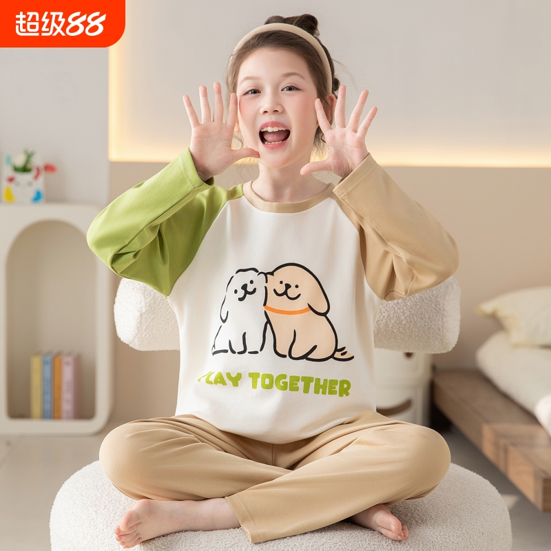 女童儿童睡衣2025长袖春秋季家居
