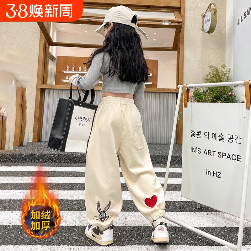 女童裤子秋冬季运动裤韩版儿童装加绒休闲长裤女孩中大童束脚卫裤