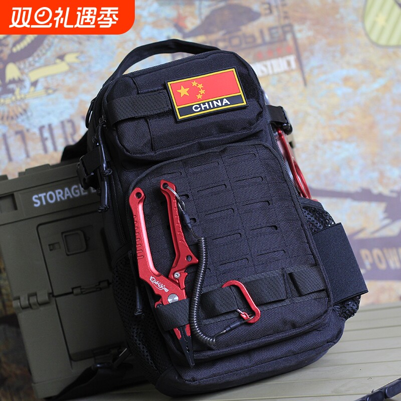 战术双肩包路亚包2025新款多功能儿童弹弓钓鱼工装小背包手提收纳