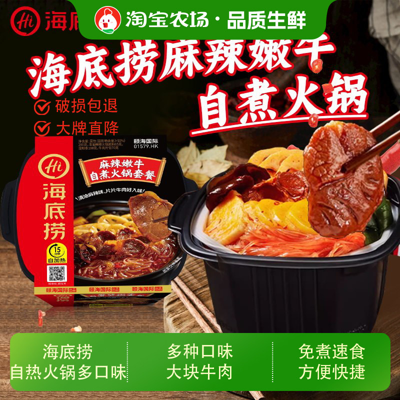 海底捞自煮火锅麻辣嫩牛方便学生宿舍懒人自发热旅游速食荤肉套餐