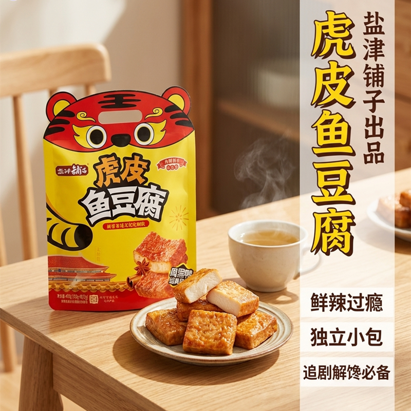 盐津铺子虎皮鱼豆腐小零食休闲解馋零食小吃周黑鸭联名即食豆腐干