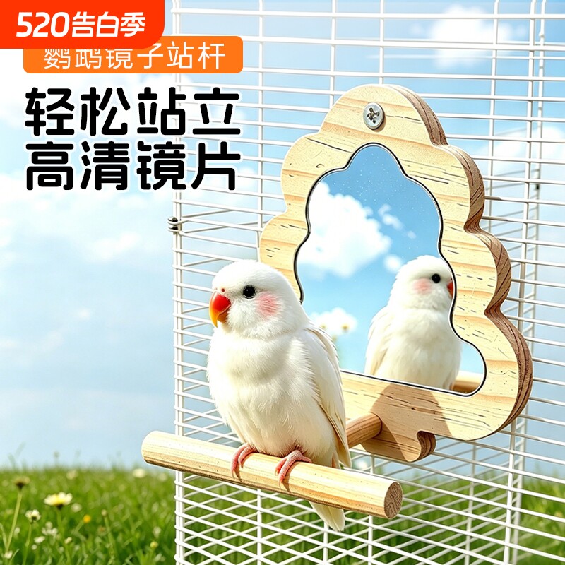 鹦鹉镜子秋千站架玩具玄凤虎皮牡丹鸟笼站杆站杠鸟用镜子小站台