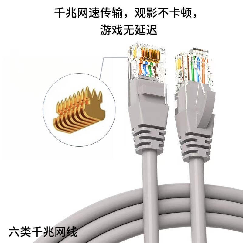 六6类家用千兆网线室外电脑高速宽带线五5成品网络线对接头双绞线
