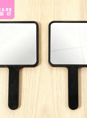 手持镜子A1vl001-简约手持化妆镜子学生随身便携黑色手拿手柄镜子