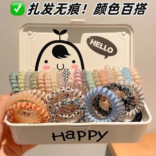 电话线发圈女细小号无痕头绳夏季 发绳头饰加粗绑扎头发塑料橡皮筋