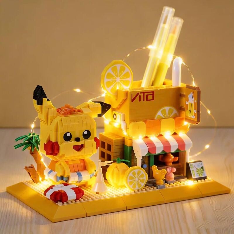 兼容乐高皮卡丘笔筒积木玲娜贝儿拼装玩具摆件男女孩系列生日礼物