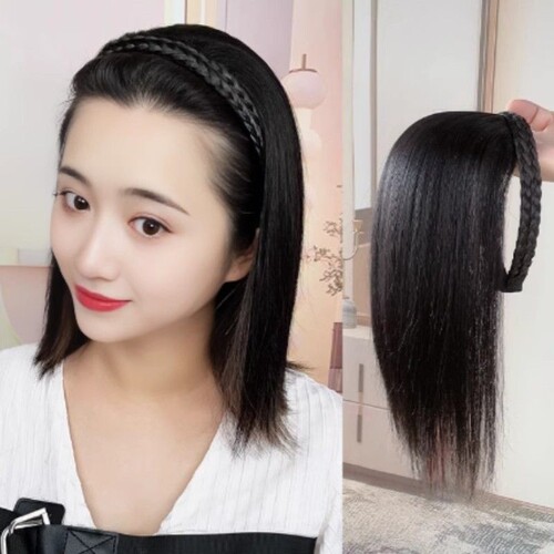 后脑勺假发女双辫发箍头顶补发片