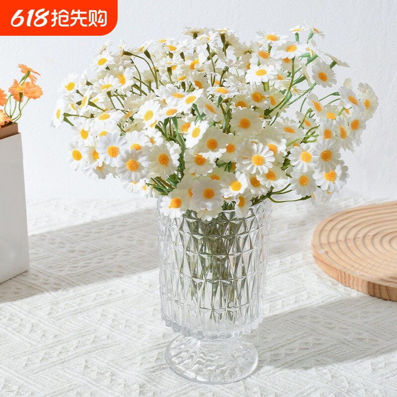 仿真花单支洋甘菊田园欧式餐桌小雏菊假花居家装饰小野菊绢花假花