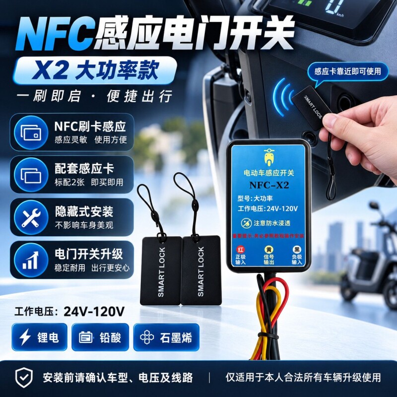 电动车加nfc刷卡启动电瓶车刷手机无钥匙感应启动加装nfc模块加装