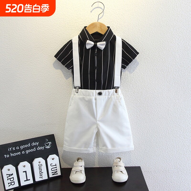 男童西装花童礼服六一儿童背带裤小学生主持人表演服宝宝周岁衣服