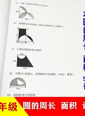 608六年级数学上册圆的半径直径周长阴影面积计算题应用题练习本专项和面图形