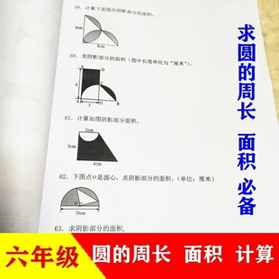 608六年级数学上册圆 半径直径周长阴影面积计算题应用题练习本专项和面图形
