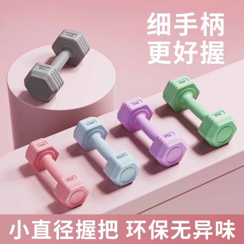 哑铃女士健身器材家用瘦肚子杠铃壶铃儿童青少年女小哑铃2KG一对