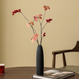 中古风花瓶摆件客厅插花禅意干花花束电视柜玄关桌面装 饰高级感小