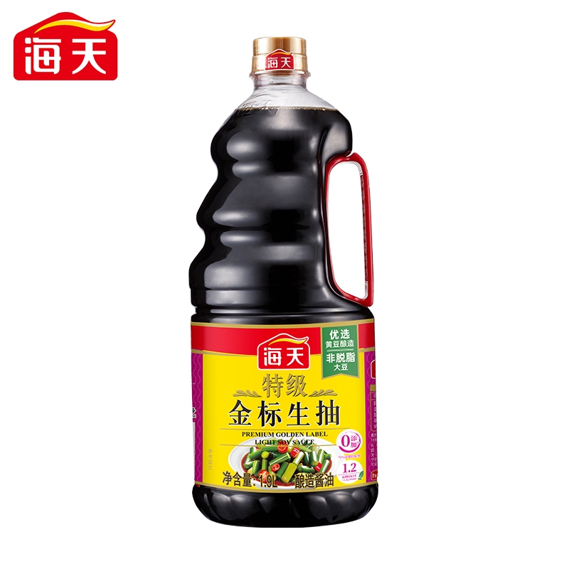海天特级金标生抽1.9L大桶家用炒菜调味品凉拌点蘸提鲜特级酱油