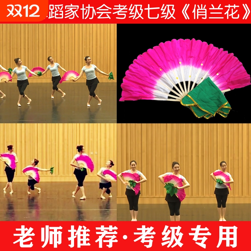 中国舞协考级七级俏兰花扇子八级安徽十级花鼓灯舞韵道具手绢舞蹈