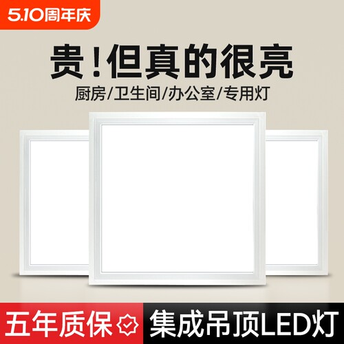 集成吊顶led灯厨房卫生间灯铝扣板嵌入式30x30x60x300x600平板灯