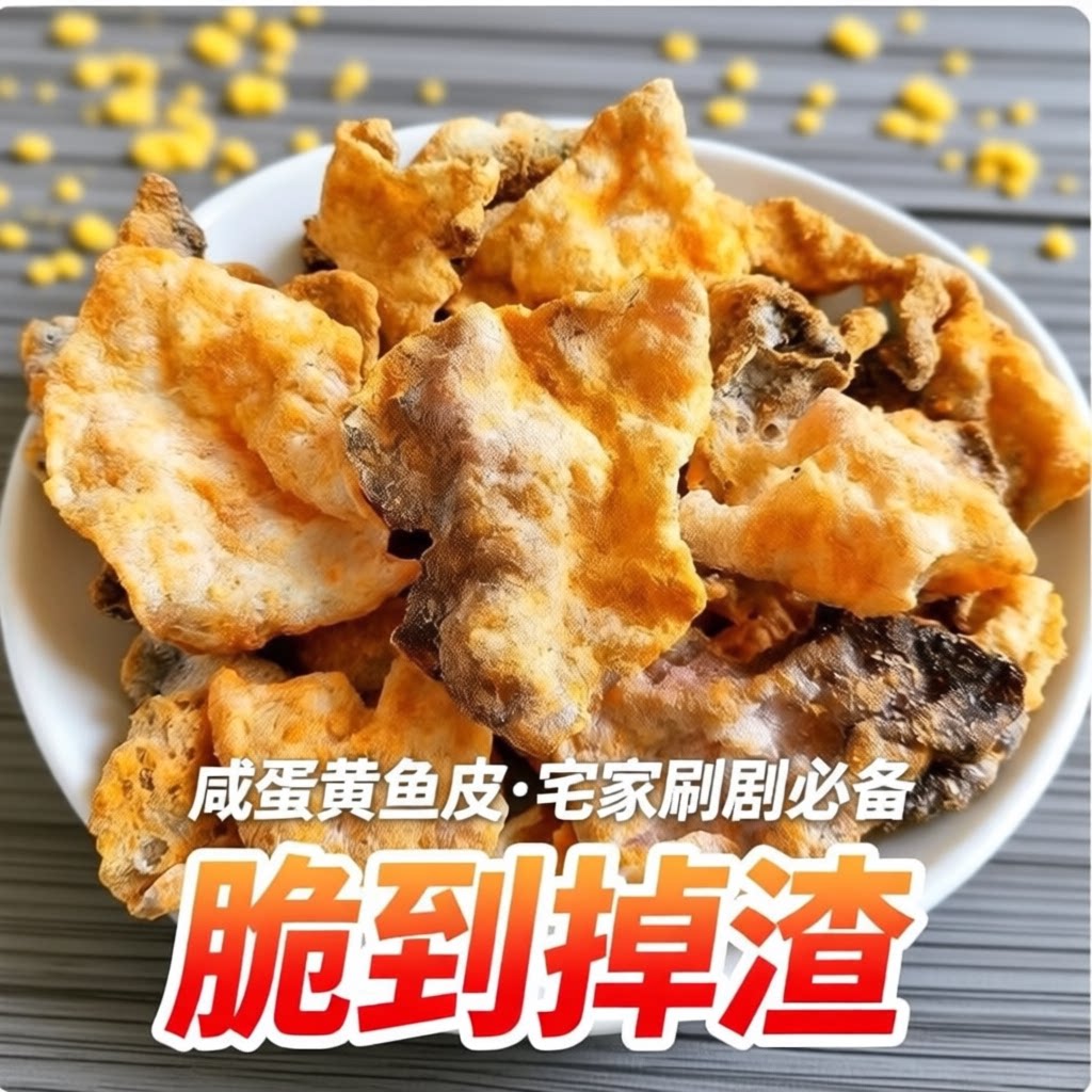 咸蛋黄香酥鱼皮即食零食香辣儿童孕妇休闲袋香脆鱼骨鳕鱼皮好吃