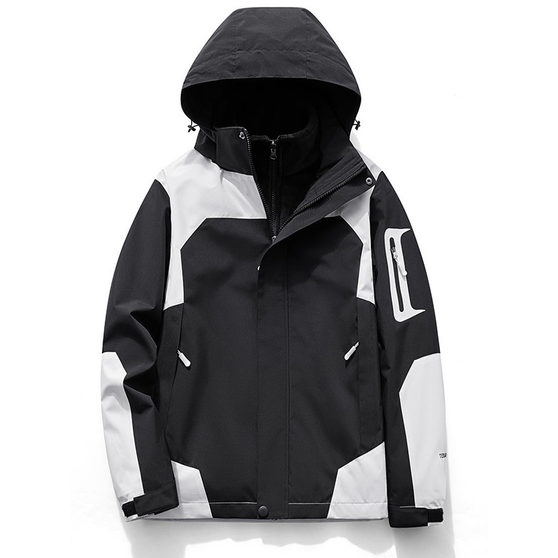 李牌冬季冲锋衣三合一户外登山服两件套高品质内胆黑白防水可拆卸