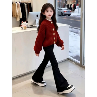 女童超好看红色毛衣2026新款儿童新年衣服女大童开衫本命年过年服