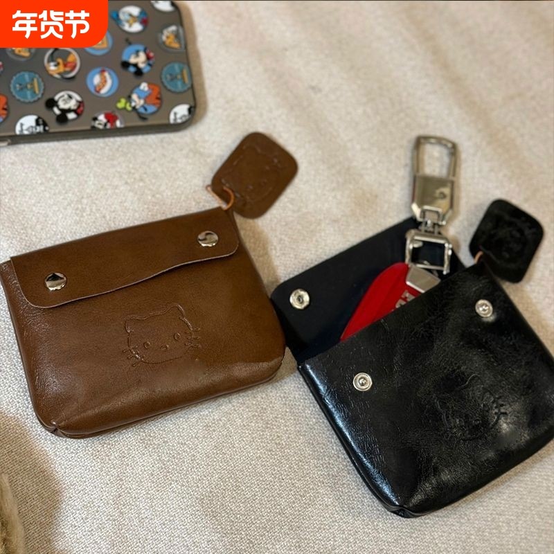 植鞣皮革小卡包女可爱迷你小钱包耳机钥匙证件旅行卡包便携随身带