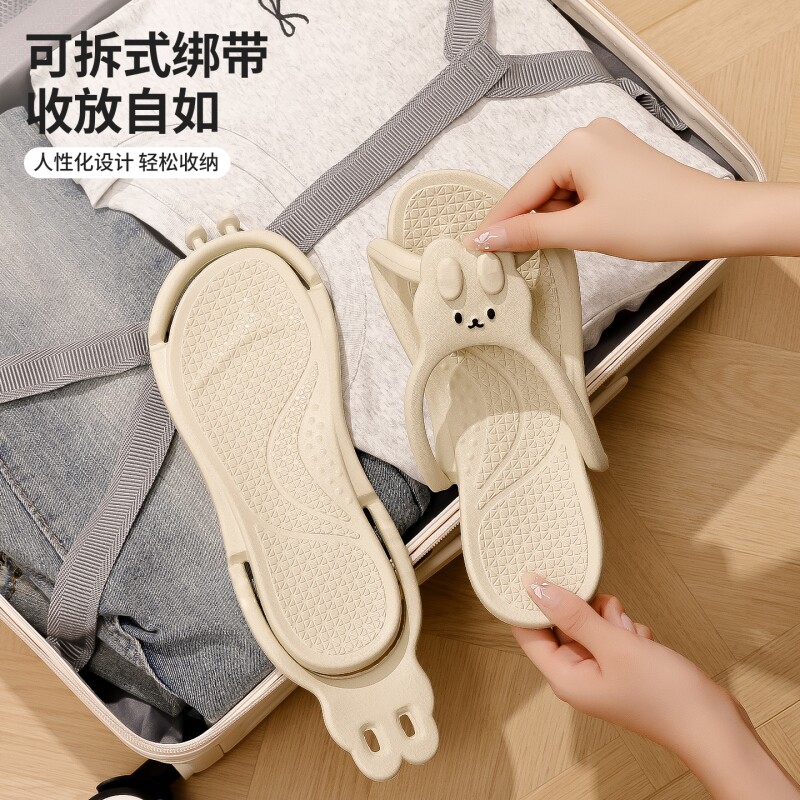 折叠旅行拖鞋女夏季便携式游泳人字拖洗澡一次性凉拖鞋男旅游沙滩