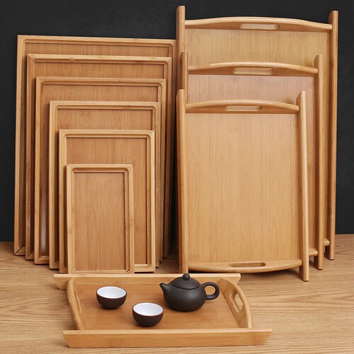 中式竹木制烧烤串串托盘家用茶盘商用酒店餐厅竹盘收纳盘木质木盘