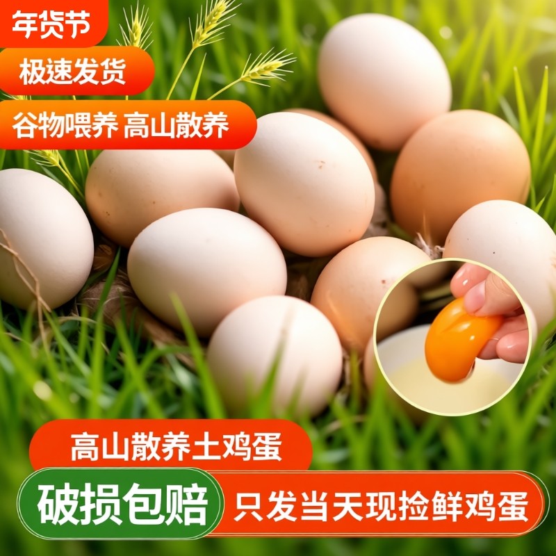 农家正宗五谷杂粮散养土鸡蛋早餐蛋鲜鸡蛋50±5克/枚包邮破损包赔