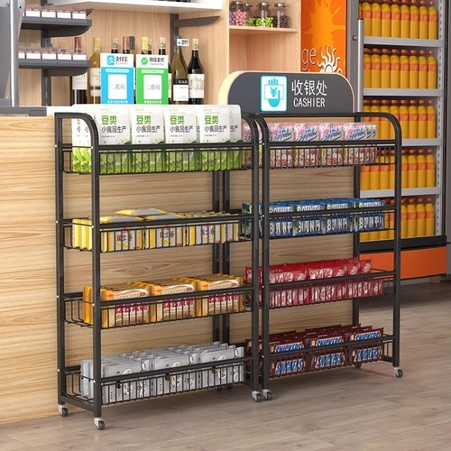 超市便利店零食饮料展示架药店收银台吧台前小货架多层药店置物架