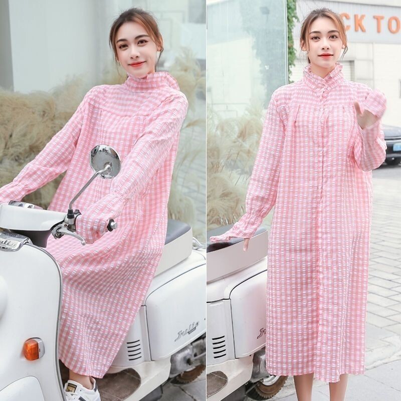 长款防晒衣女夏防紫外线前后穿开衫长袖宽松透气骑车防晒服披肩
