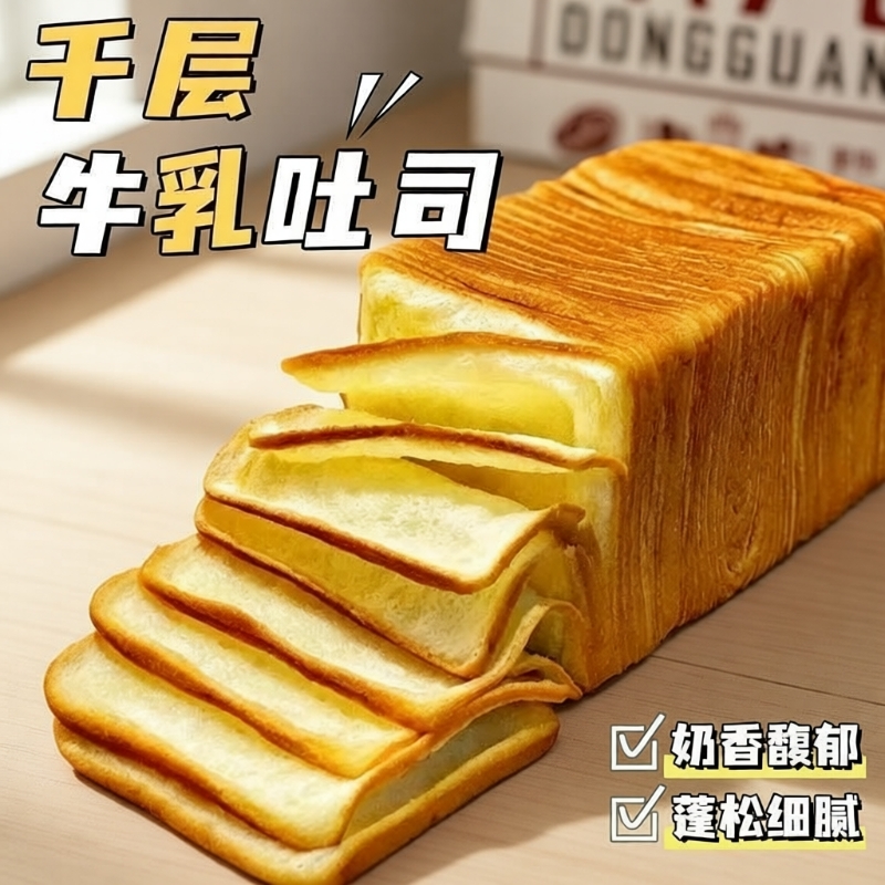 千层牛乳吐司魔方吐司超软面包奶香手撕面包整箱早餐食品网红零食