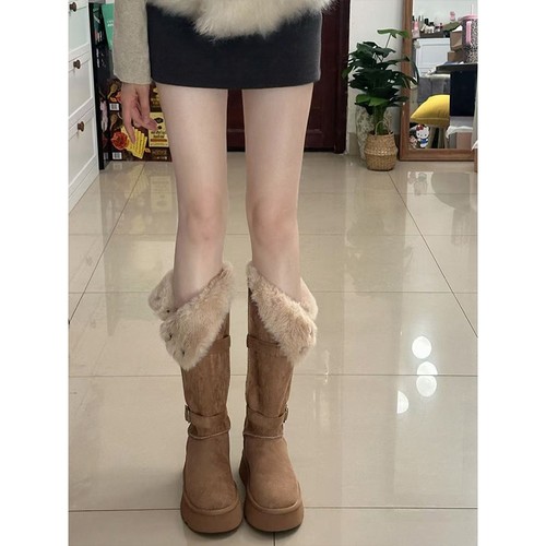 厚底加绒雪地靴女款2025新款冬季防水防滑加厚保暖棉鞋高筒长筒靴