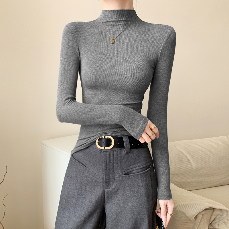 半高领打底衫女内搭2025春秋冬新款洋气百搭修身针织薄款外穿上衣