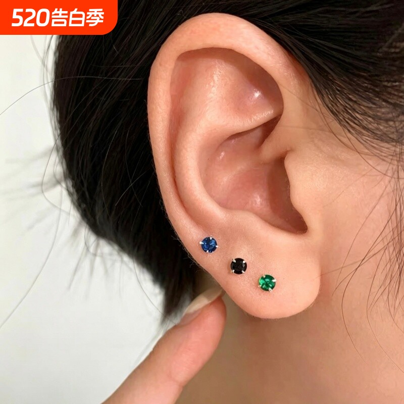 基础款迷你超闪纯银小耳钉3mm超mini隐形日常百搭养耳s925