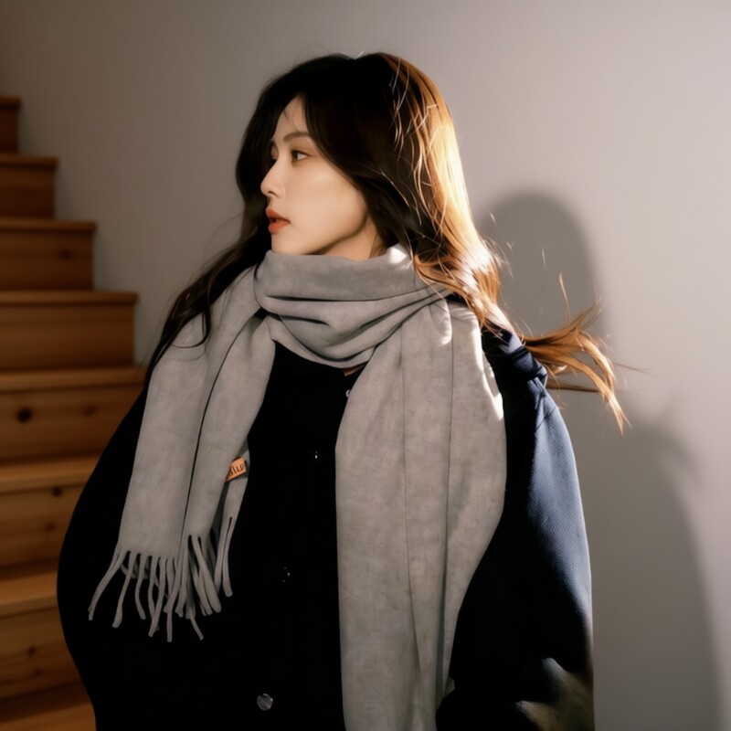 100%纯色羊毛围巾围脖男女秋冬季百搭保暖情侣披肩礼物红色实用