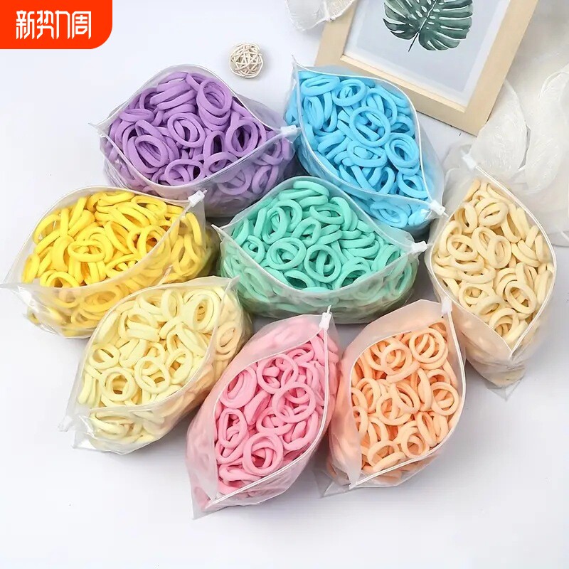 彩色发绳女头绳无痕皮套橡皮筋简约百搭发圈橙色白色红色粉色橘色