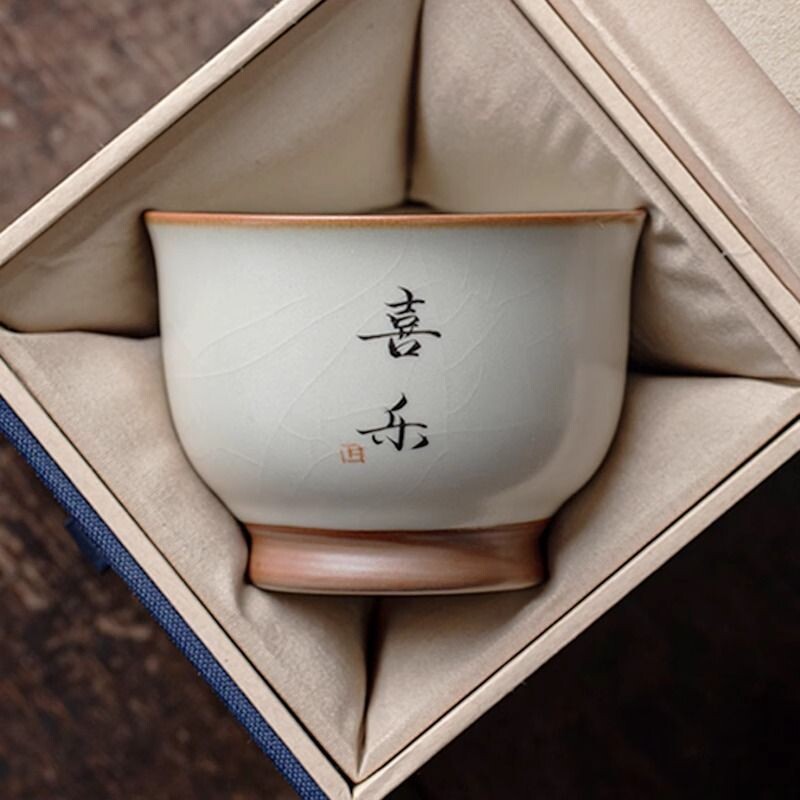 (热卖爆品)米黄汝窑主人杯单个高档专用茶杯陶瓷单杯家用功夫茶