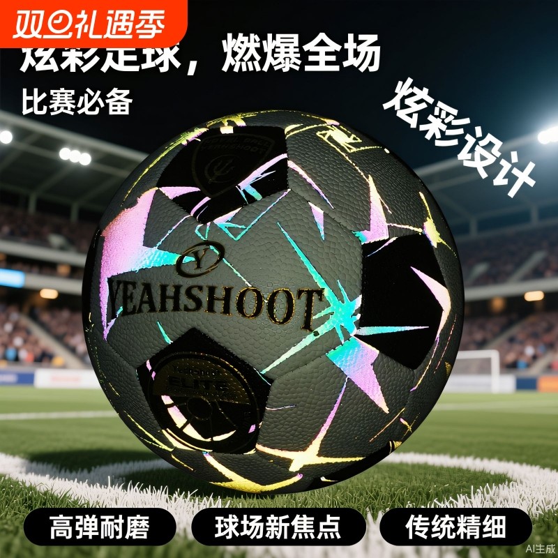 足球高颜值炫酷反光野射发光限量款学生成人专业训练比赛PU耐磨