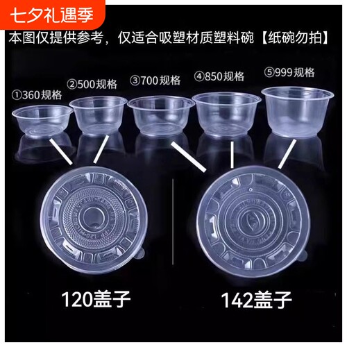 一次性碗盖子通用塑料圆形碗盖120碗盖142透明碗用食品级整箱密封