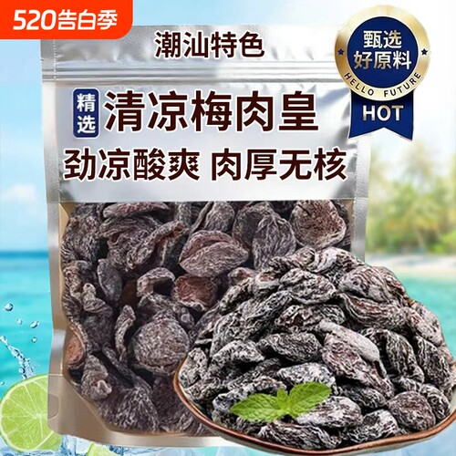 潮汕风味清凉梅肉皇无核雪花劲凉薄荷九制梅肉果脯果干解馋小零食