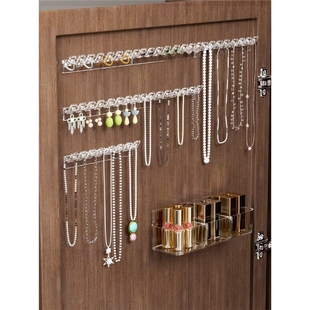 镜柜门后项链收纳挂架手链耳环联排挂钩防缠绕壁挂式首饰品展示架