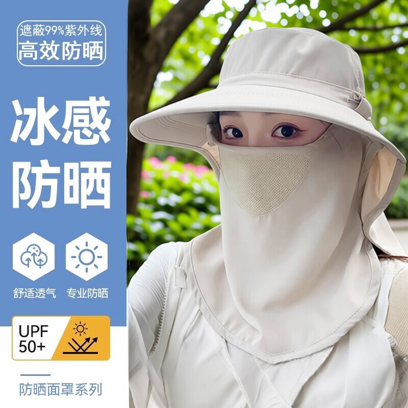 【全方位防晒】透气遮脸防晒帽图片