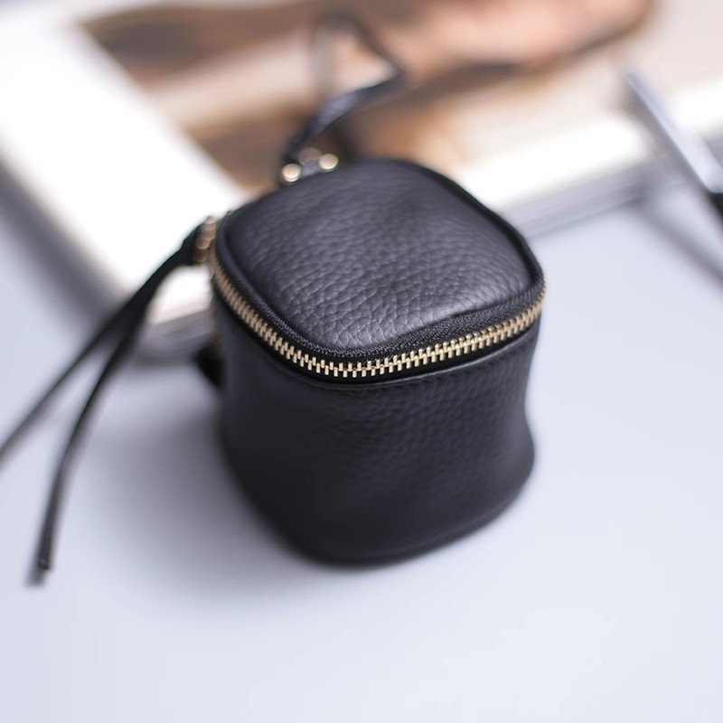 可爱高档皮质学生迷你手拎口红化妆包硬币收纳卡包气垫女式零钱包