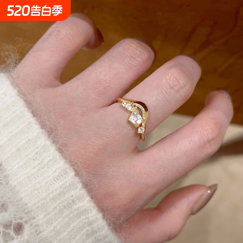 时尚轻奢不规则镶钻戒指女小众设计个性欧美ins高级感食指环手饰