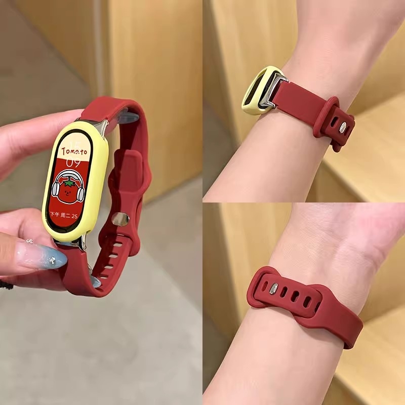 适用小米手环10/9nfc版表带xiaomi手环8男女生夏天八九十代表带反扣硅胶智能运动手表带高级配件腕带保护套壳